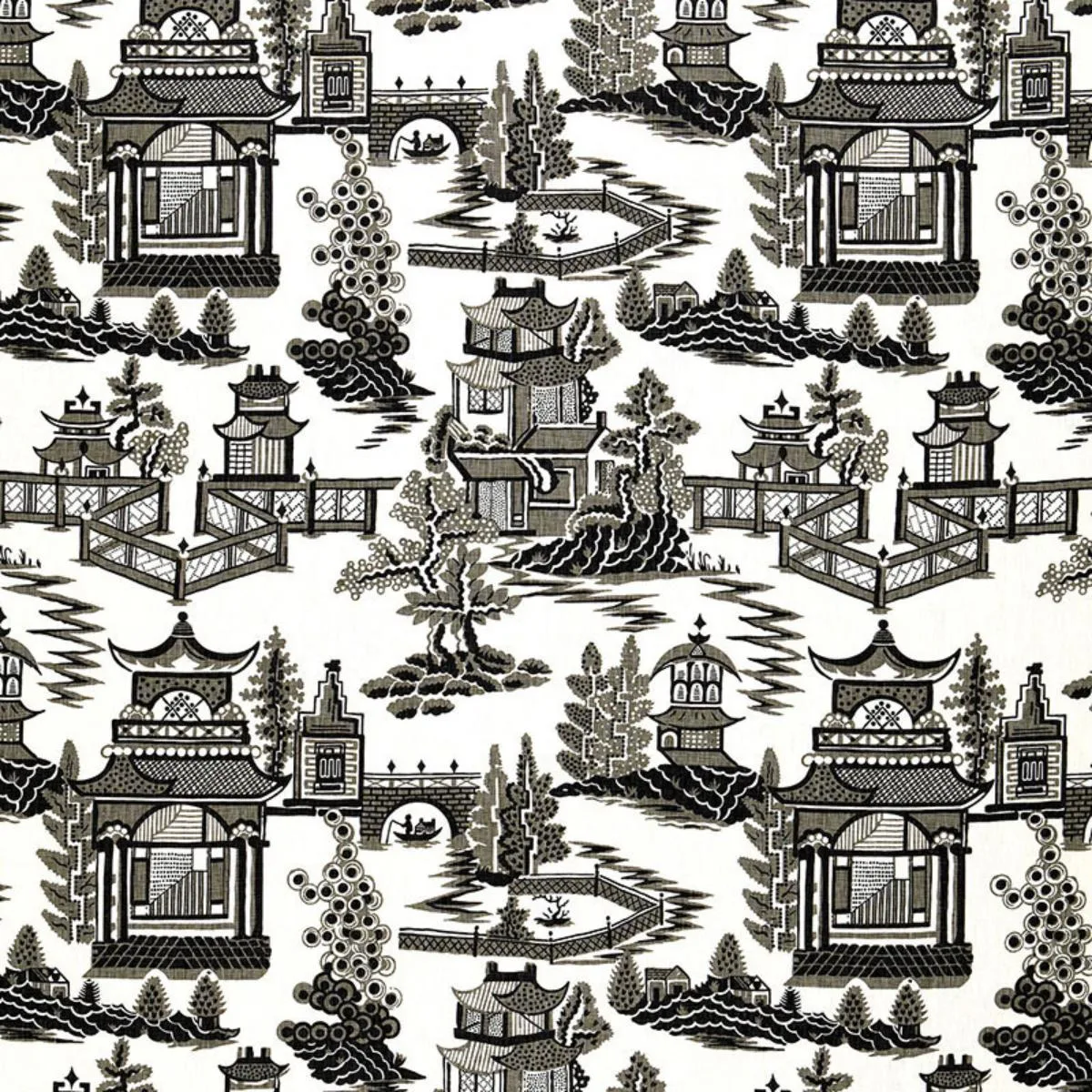 Schumacher 174433 Nanjing Smoke fabric swatch