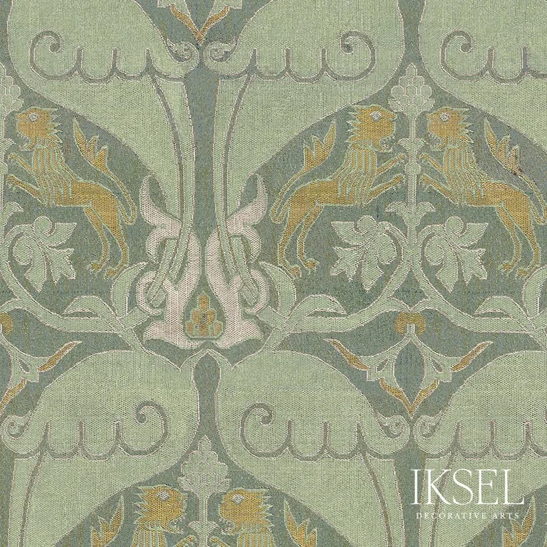 Schumacher RF916CR60 Nasrid Lions Sage fabric swatch