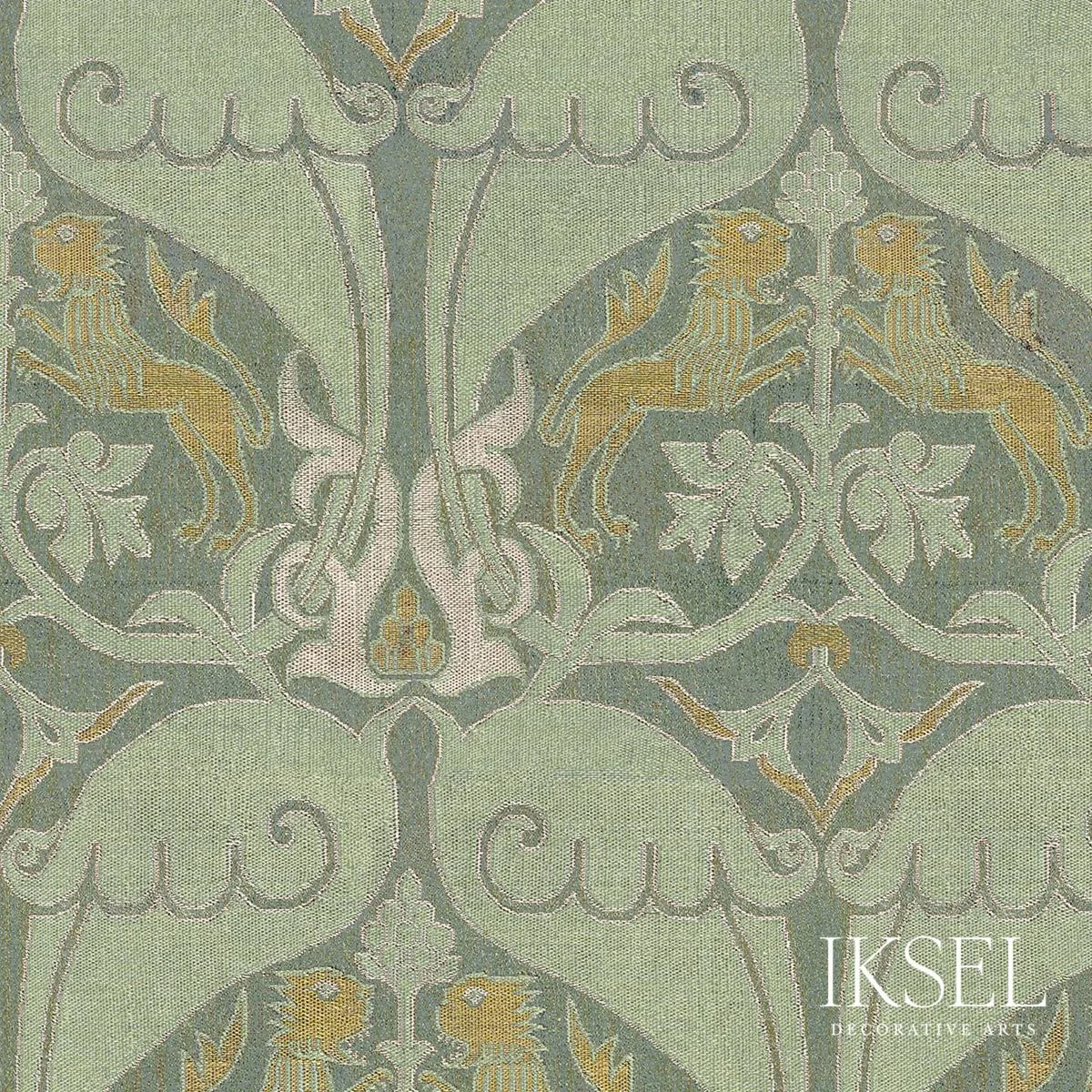 Schumacher RF916CR60 Nasrid Lions Sage fabric swatch