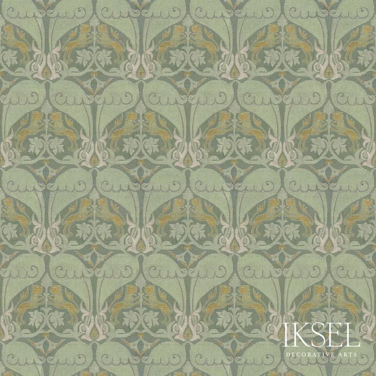 Schumacher RF916CR60 Nasrid Lions Sage fabric swatch