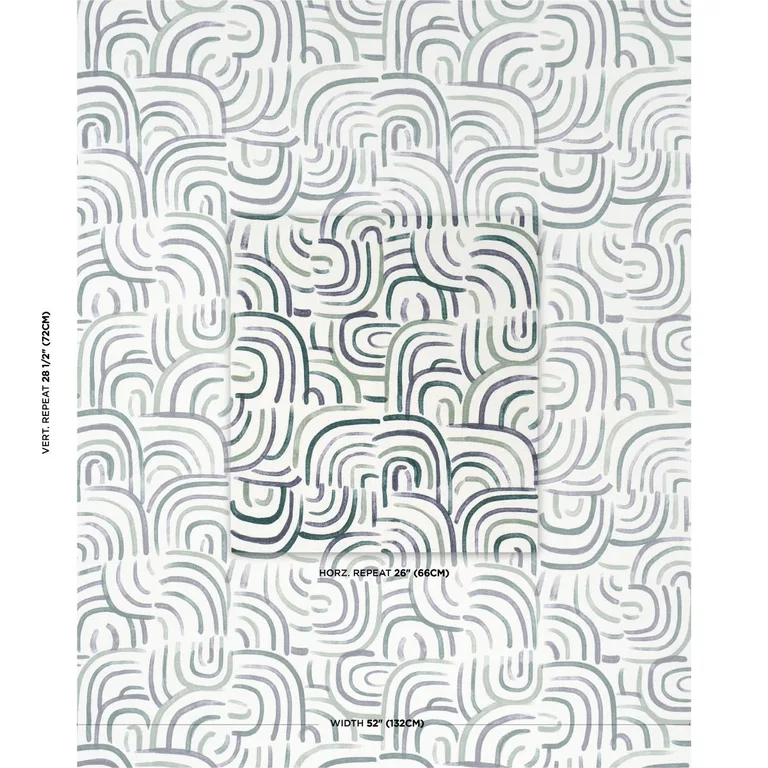Schumacher 182361 New Beat Blue & Green fabric swatch