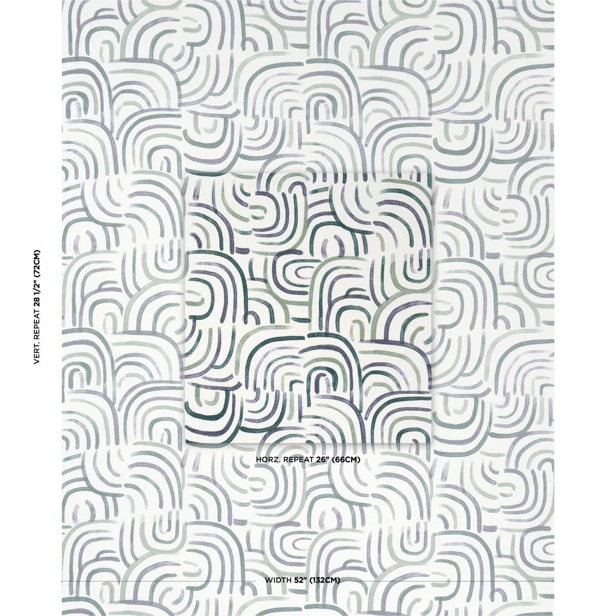 Schumacher 182361 New Beat Blue & Green fabric swatch