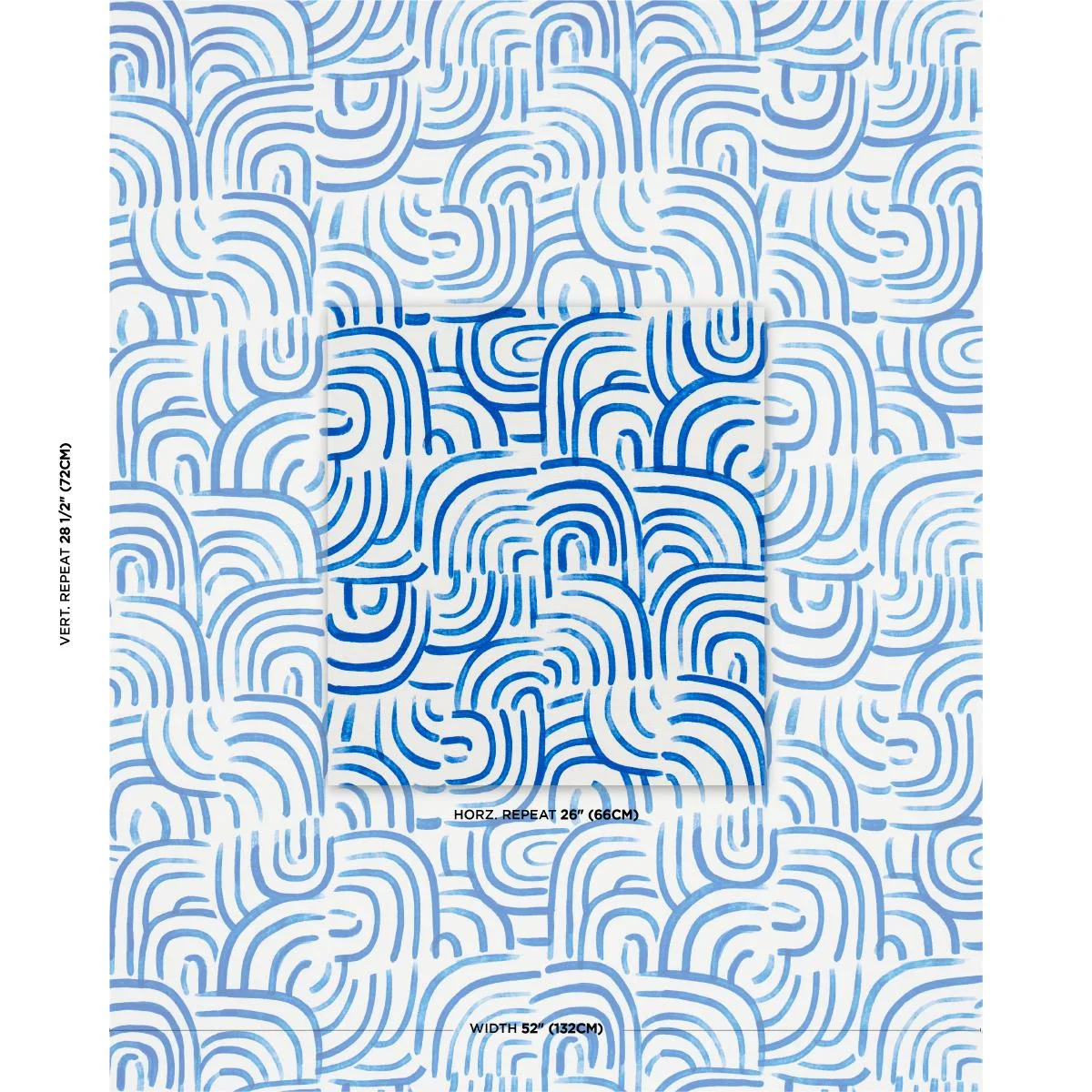 Schumacher 182360 New Beat Bright Blue fabric swatch
