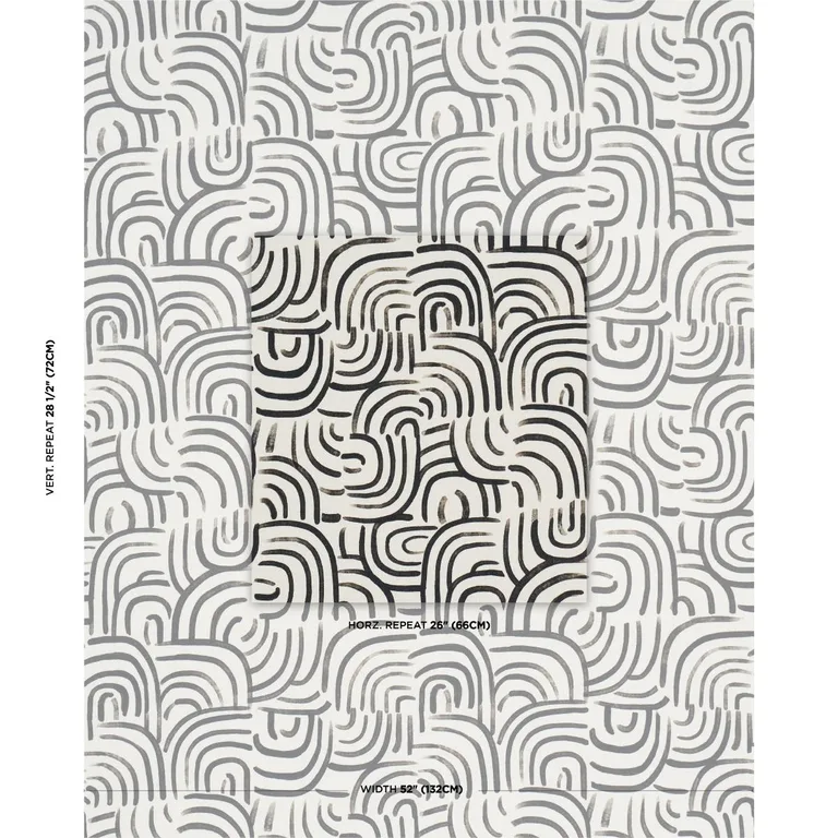 Schumacher 182362 New Beat Carbon fabric swatch