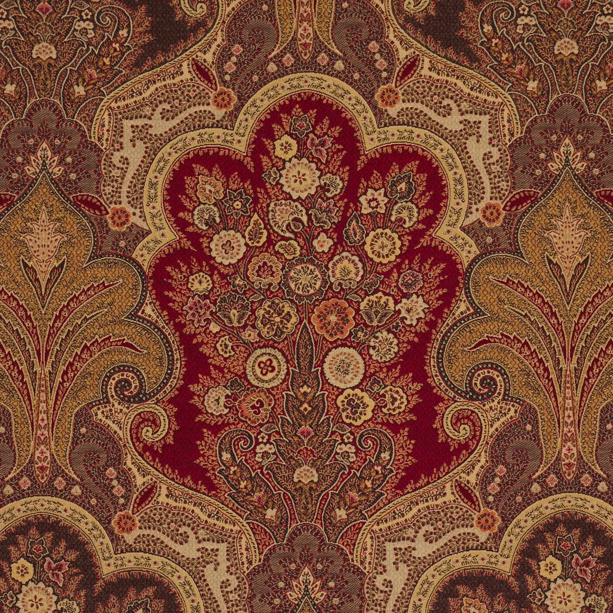 Schumacher 3362013 New Castle Paisley Cranberry fabric swatch