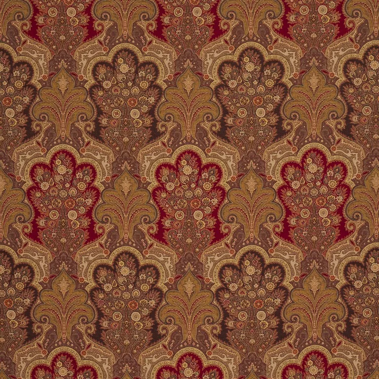 Schumacher 3362013 New Castle Paisley Cranberry fabric swatch