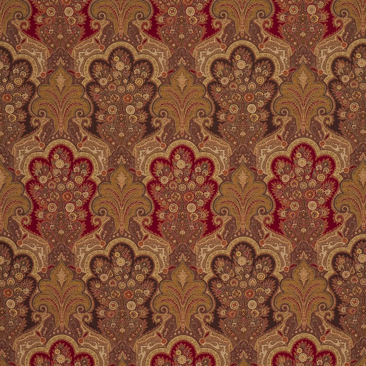 Schumacher 3362013 New Castle Paisley Cranberry fabric swatch