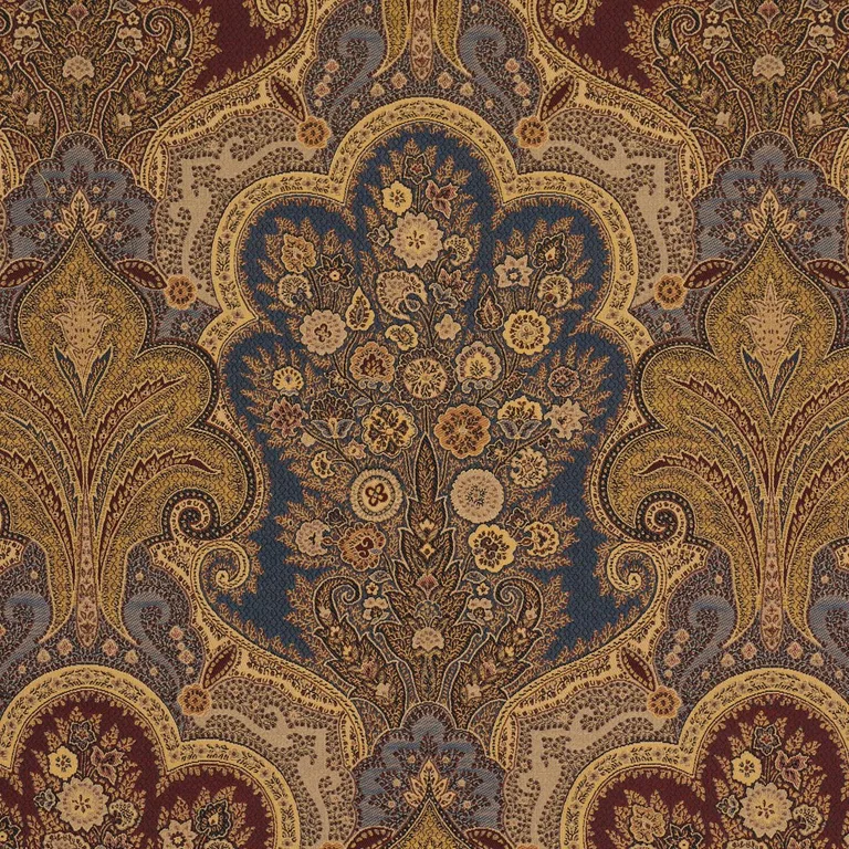 Schumacher 3362044 New Castle Paisley Indigo fabric swatch
