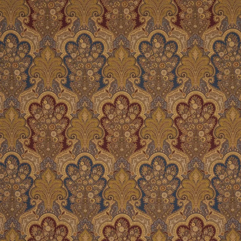 Schumacher 3362044 New Castle Paisley Indigo fabric swatch