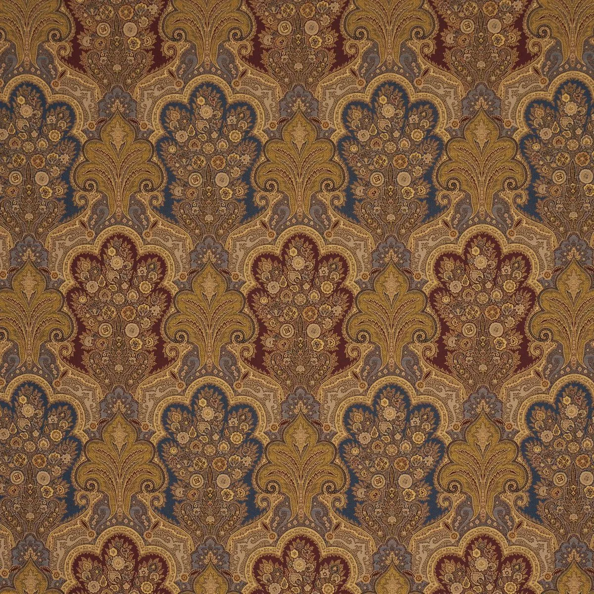 Schumacher 3362044 New Castle Paisley Indigo fabric swatch