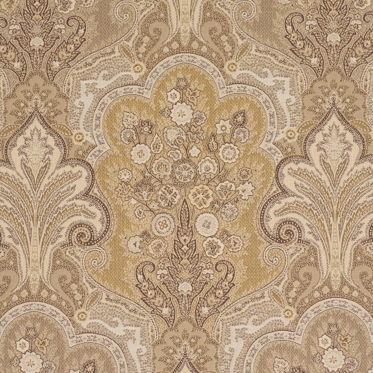 Schumacher 64590 New Castle Paisley Travertine fabric swatch