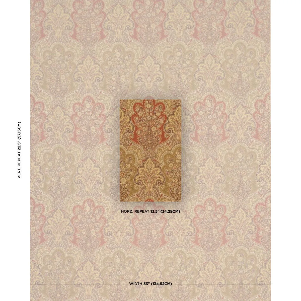 Schumacher 64591 New Castle Paisley Tuscan fabric swatch
