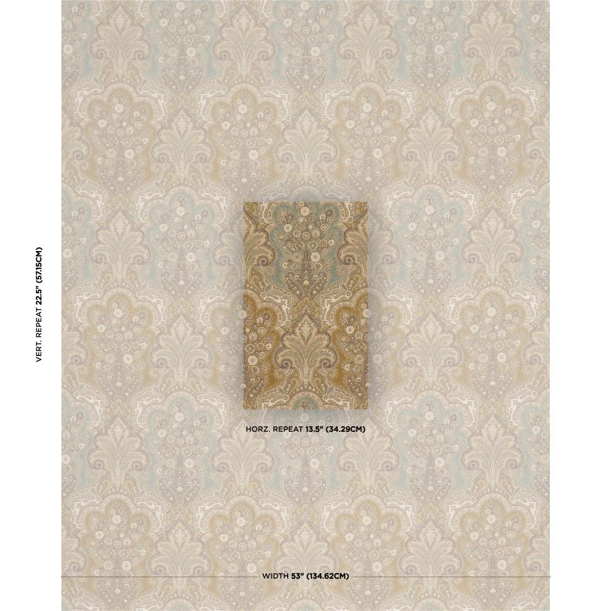 Schumacher 64592 New Castle Paisley Venetian fabric swatch