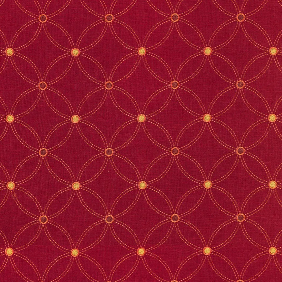 Schumacher 62253 Nexus Embroidery Persimmon fabric swatch