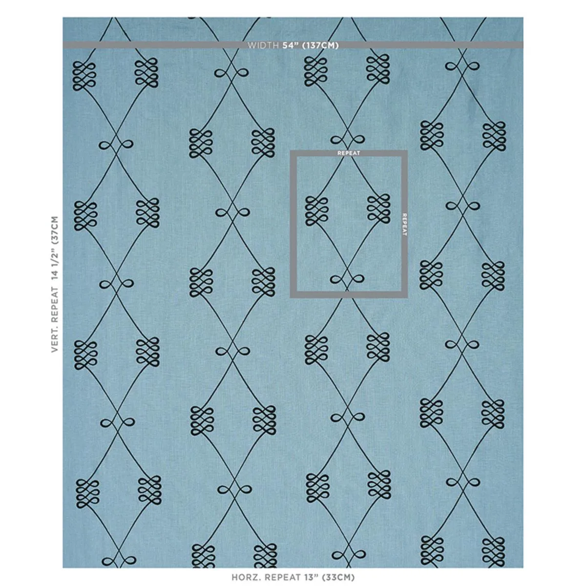 Schumacher 78202 Nicolette Embroidery Dusty Blue fabric swatch