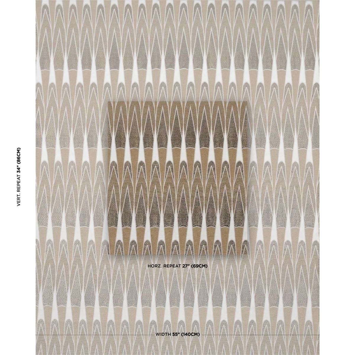 Schumacher 86941 Nightfall Skyline Metallic Brown fabric swatch