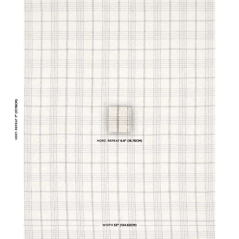 Schumacher 80302 Nils Plaid Linen Charcoal fabric swatch