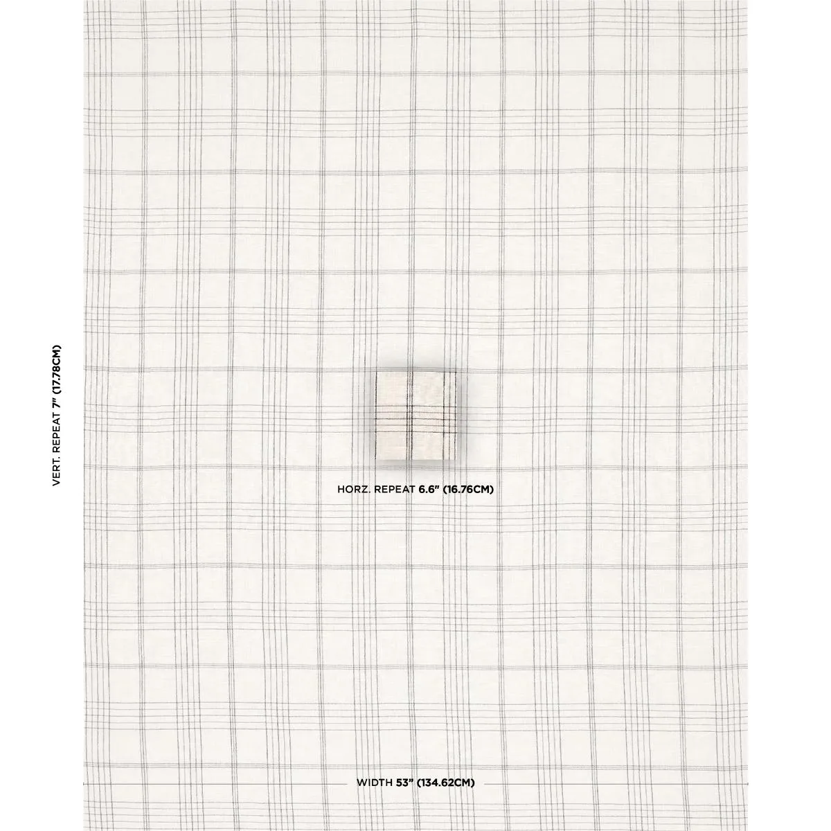 Schumacher 80302 Nils Plaid Linen Charcoal fabric swatch