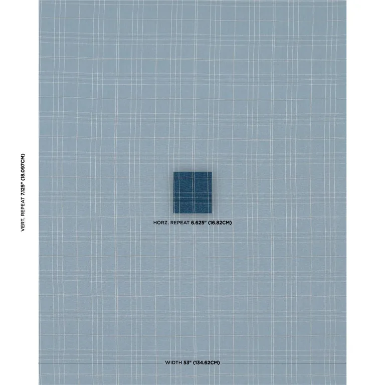 Schumacher 80305 Nils Plaid Linen Denim fabric swatch