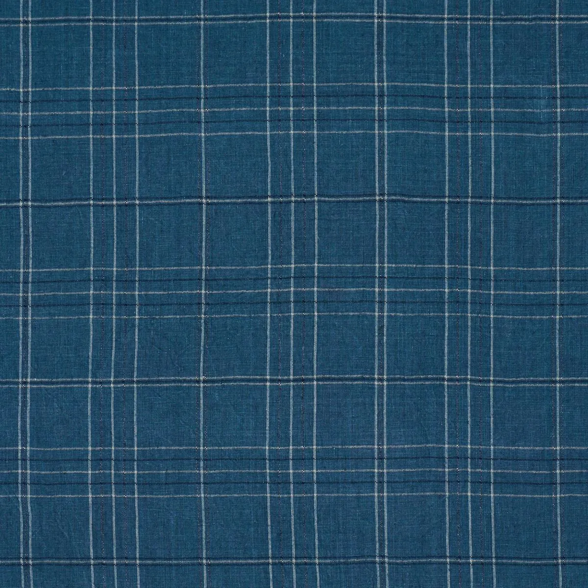 Schumacher 80305 Nils Plaid Linen Denim fabric swatch