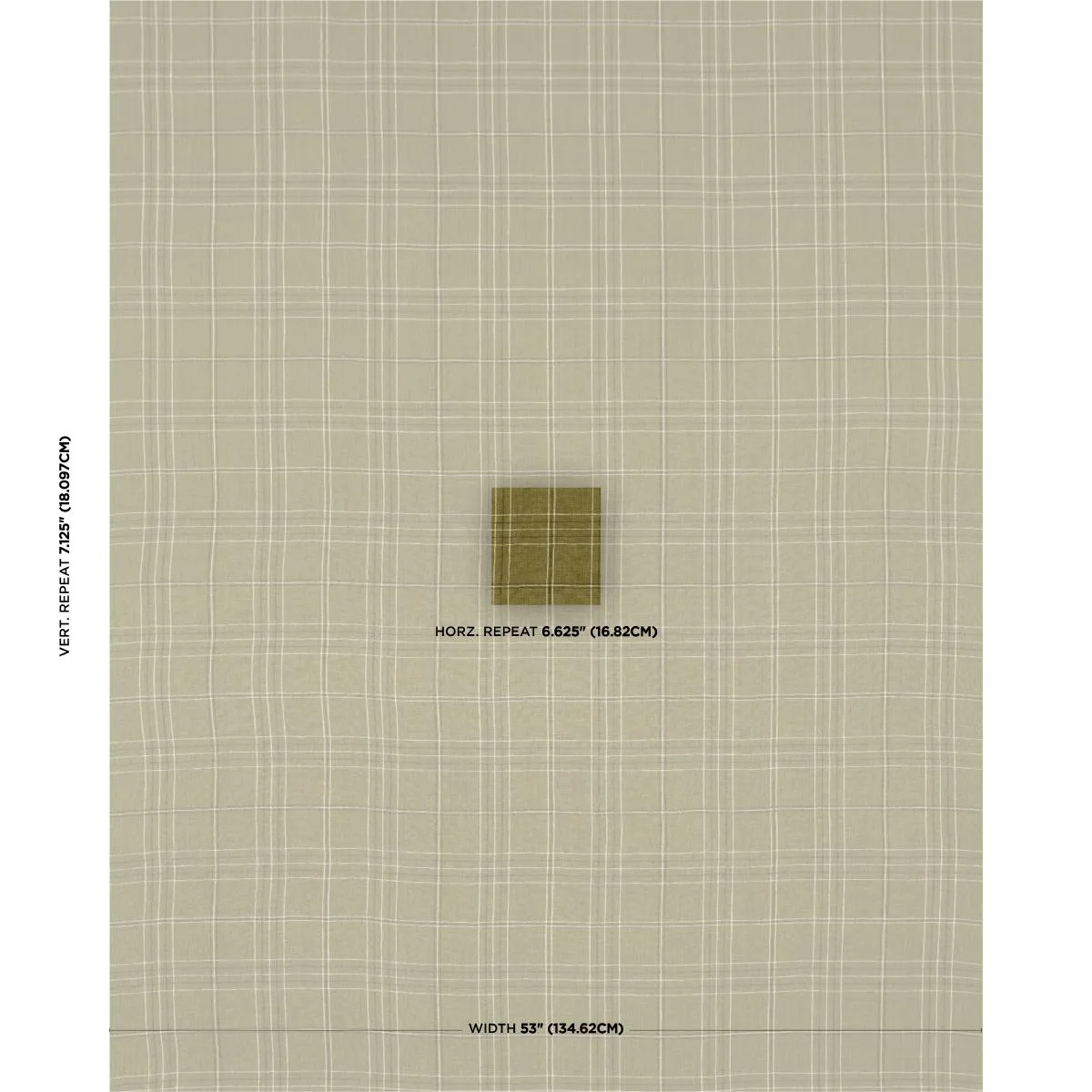 Schumacher 80303 Nils Plaid Linen Grass fabric swatch