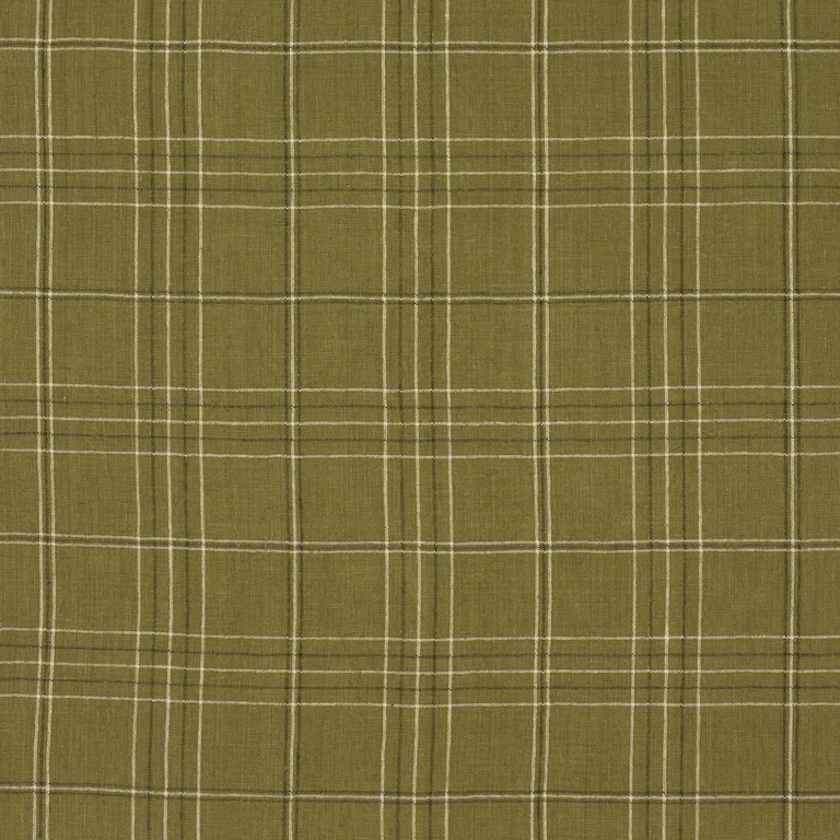 Schumacher 80303 Nils Plaid Linen Grass fabric swatch