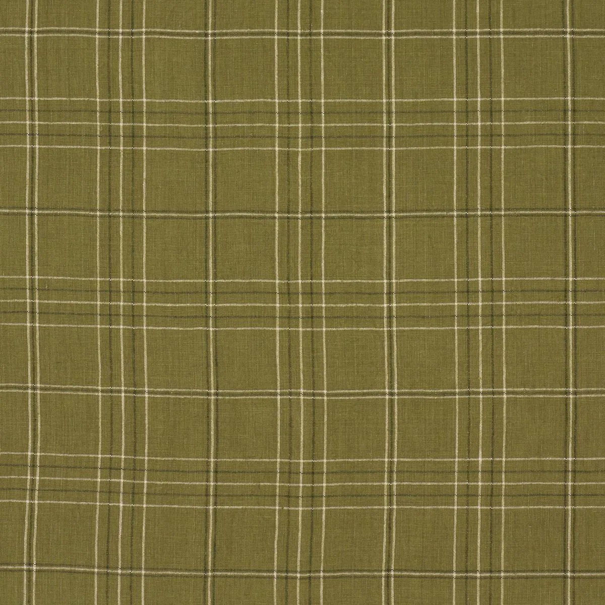 Schumacher 80303 Nils Plaid Linen Grass fabric swatch