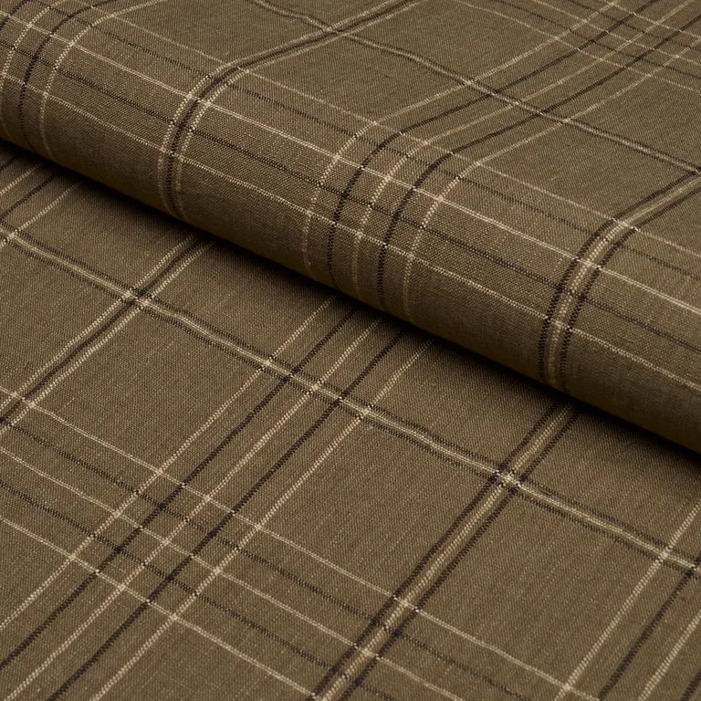 Schumacher 80304 Nils Plaid Linen Lichen fabric swatch