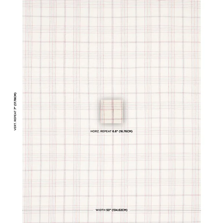 Schumacher 80300 Nils Plaid Linen Red fabric swatch