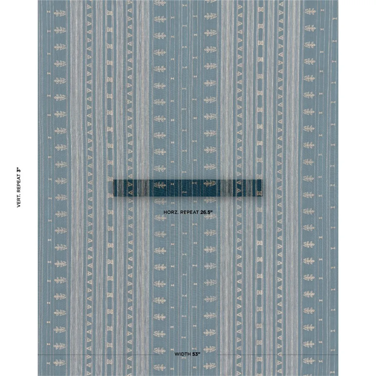 Schumacher 84060 Nima Embroidered Cotton Linen Indigo fabric swatch