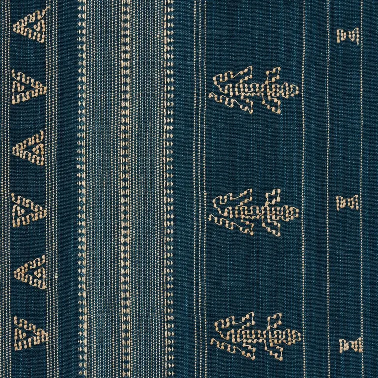 Schumacher 84060 Nima Embroidered Cotton Linen Indigo fabric swatch