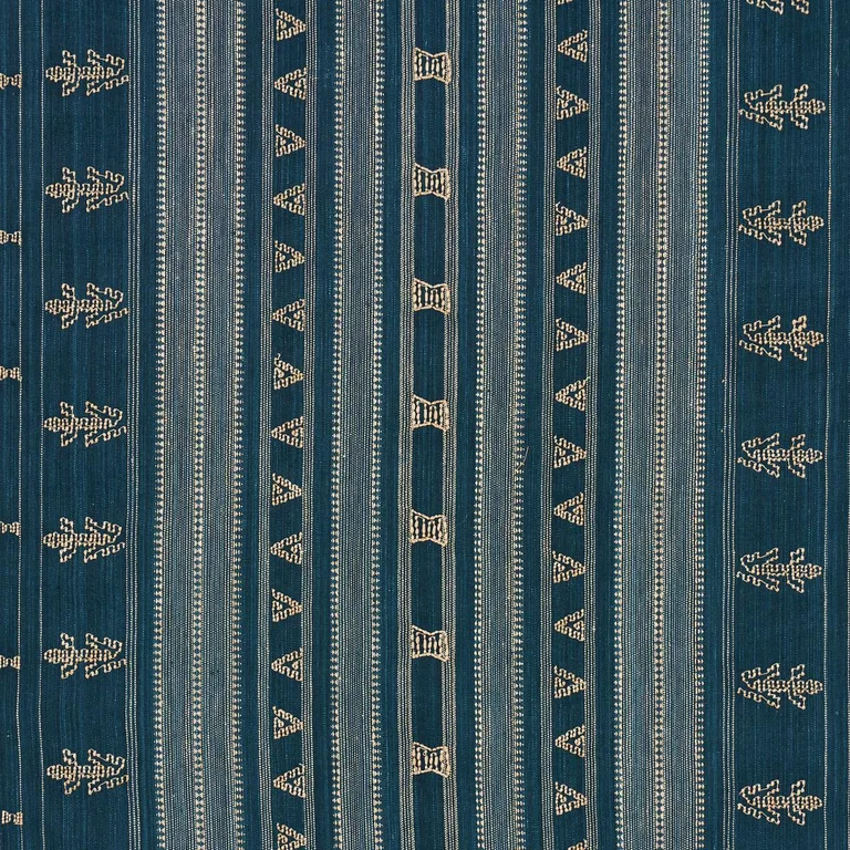 Schumacher 84060 Nima Embroidered Cotton Linen Indigo fabric swatch