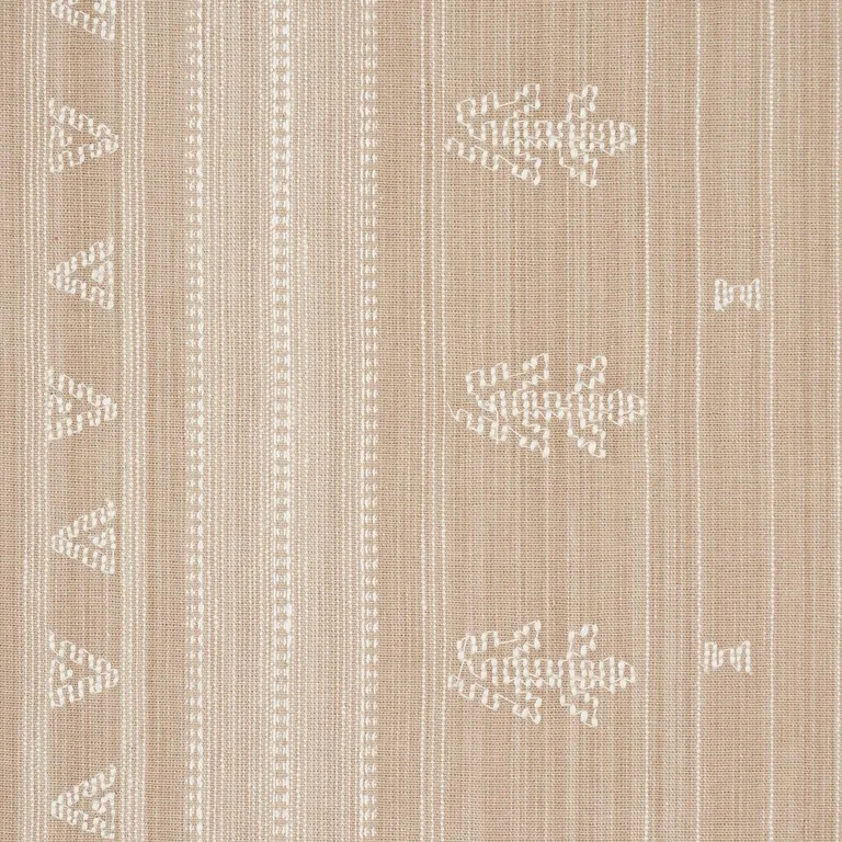 Schumacher 84062 Nima Embroidered Cotton Linen Tan fabric swatch