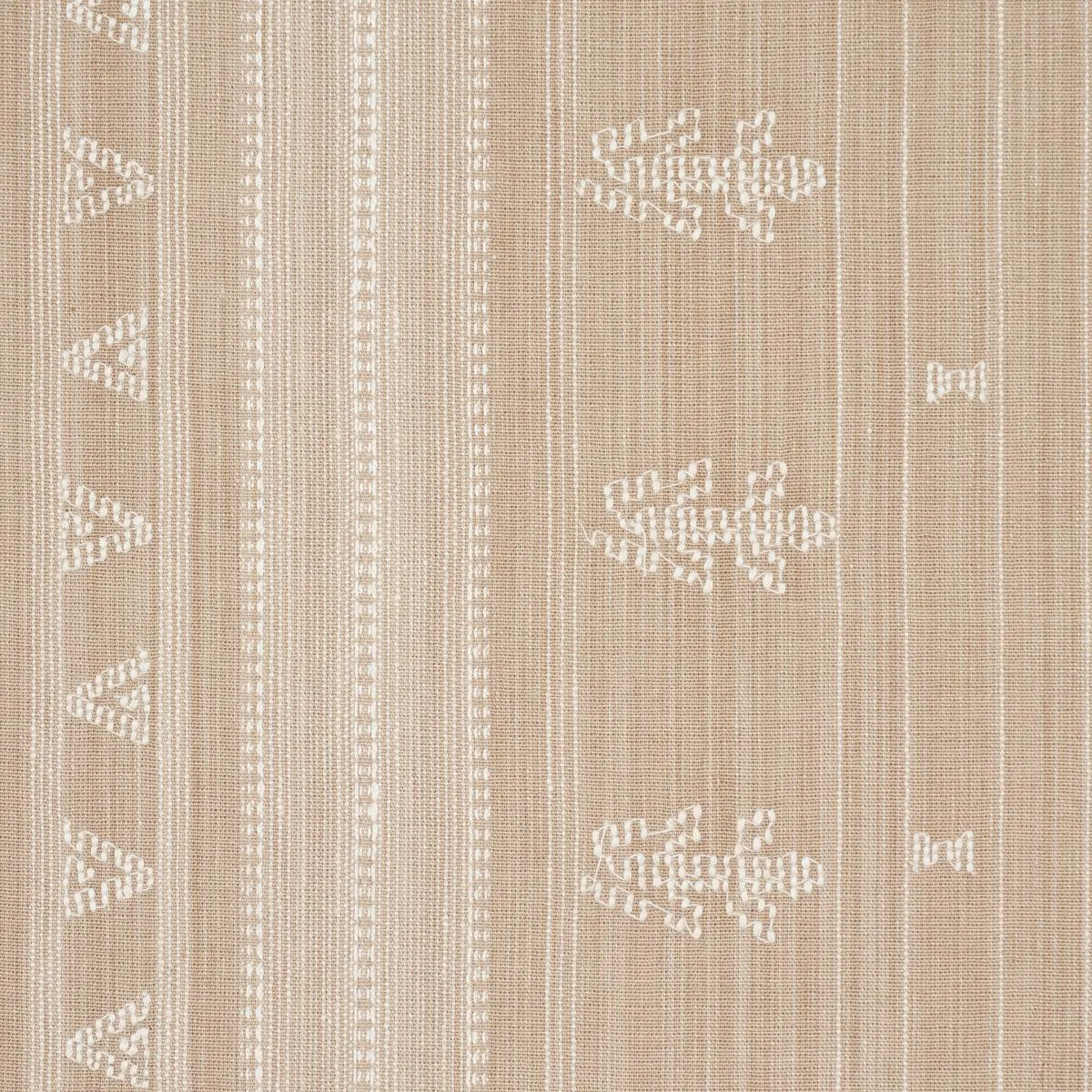 Schumacher 84062 Nima Embroidered Cotton Linen Tan fabric swatch