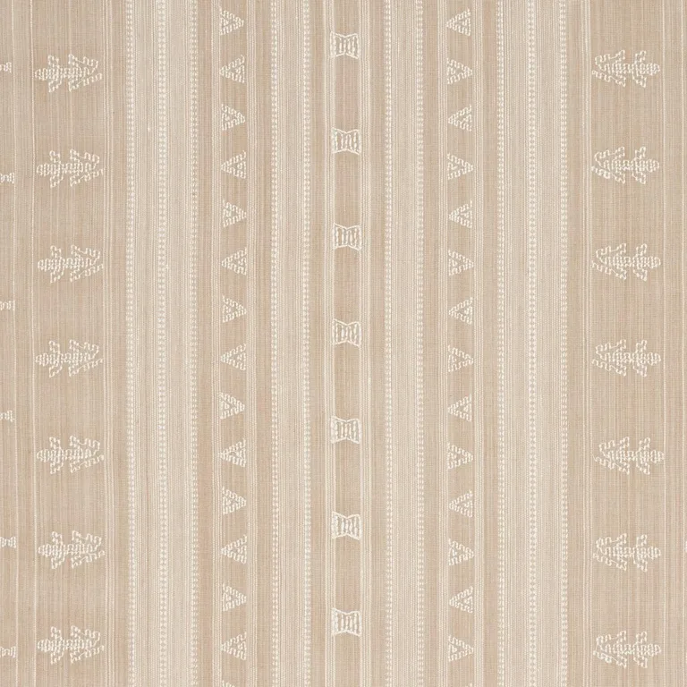 Schumacher 84062 Nima Embroidered Cotton Linen Tan fabric swatch