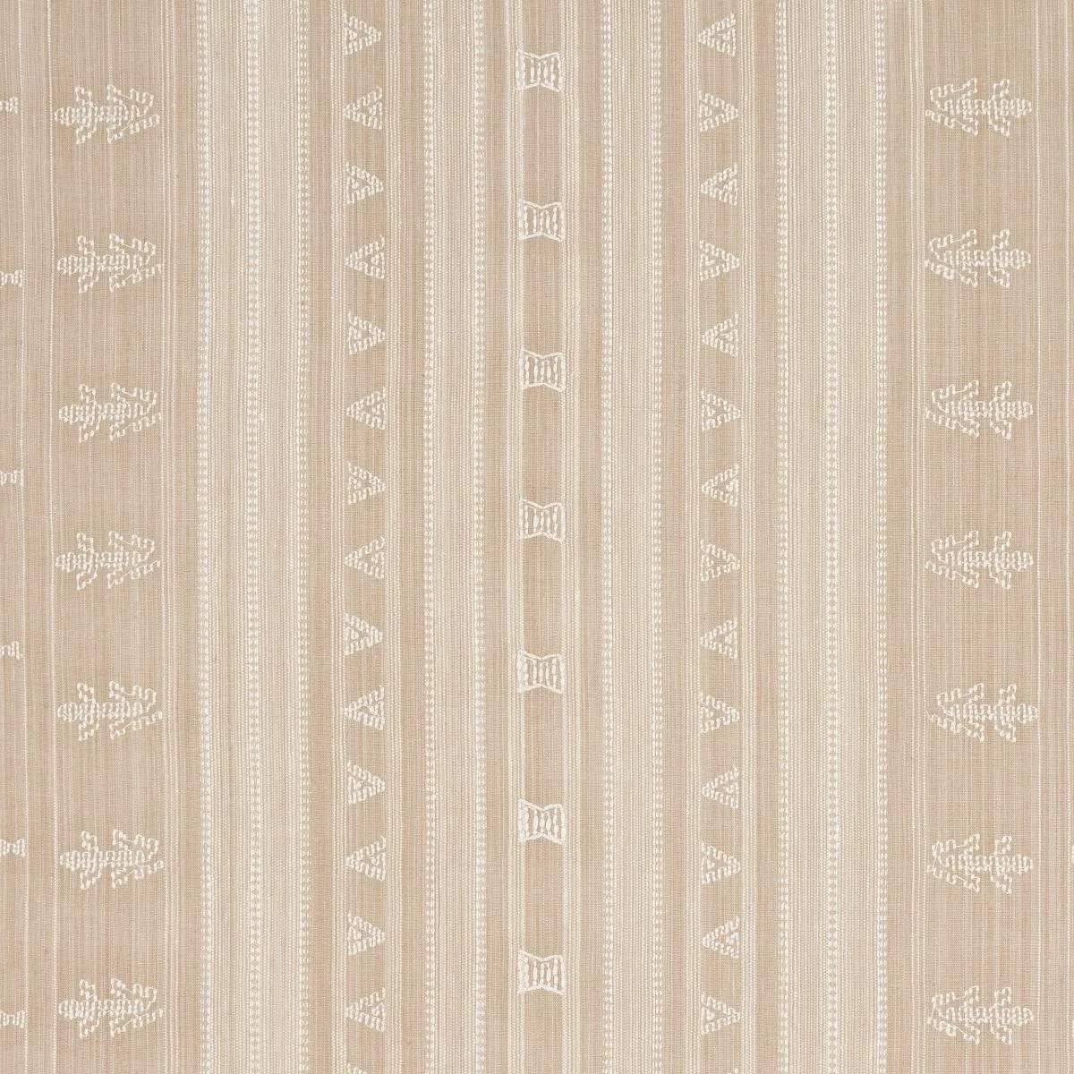 Schumacher 84062 Nima Embroidered Cotton Linen Tan fabric swatch
