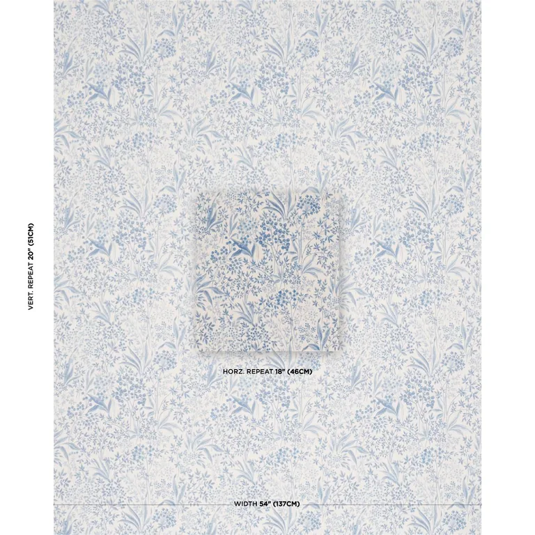 Schumacher 183022 Nocturne Blue And White fabric swatch