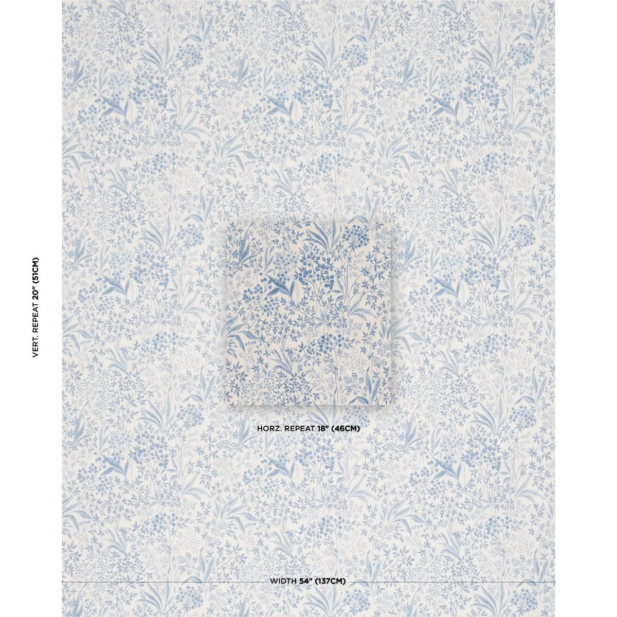 Schumacher 183022 Nocturne Blue And White fabric swatch