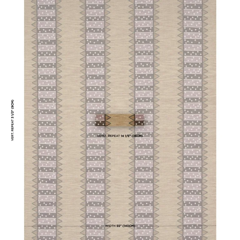Schumacher 81981 Noor Kilim Stripe Aubergine fabric swatch