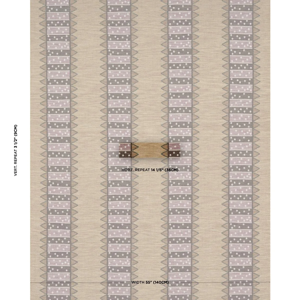 Schumacher 81981 Noor Kilim Stripe Aubergine fabric swatch