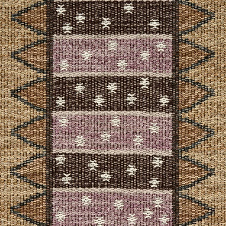 Schumacher 81981 Noor Kilim Stripe Aubergine fabric swatch