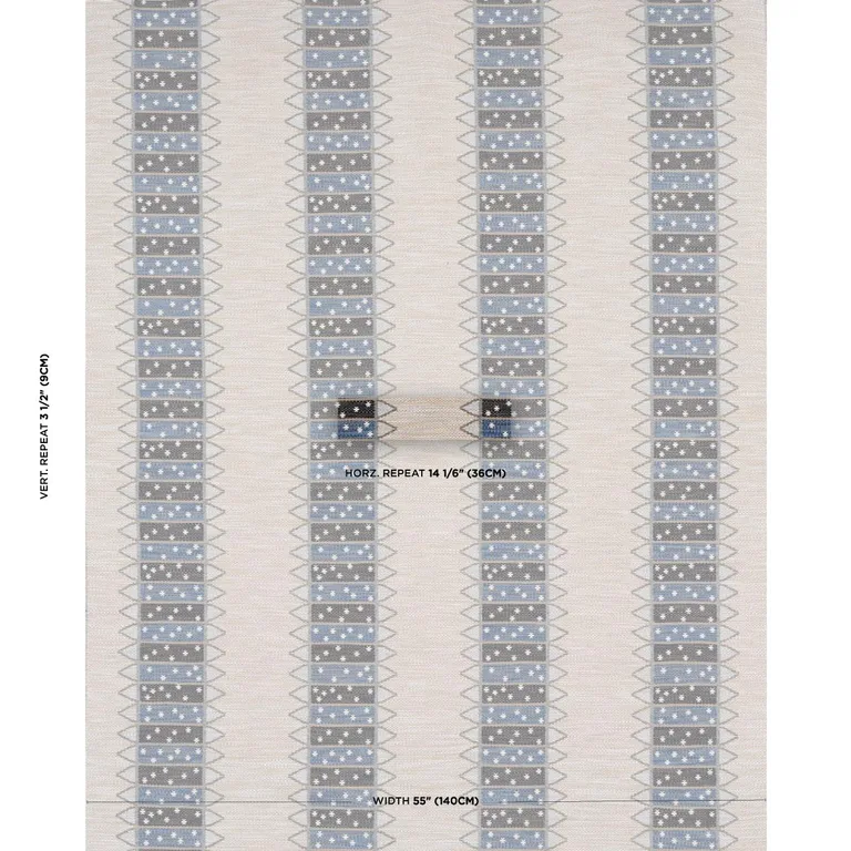 Schumacher 81982 Noor Kilim Stripe Indigo fabric swatch