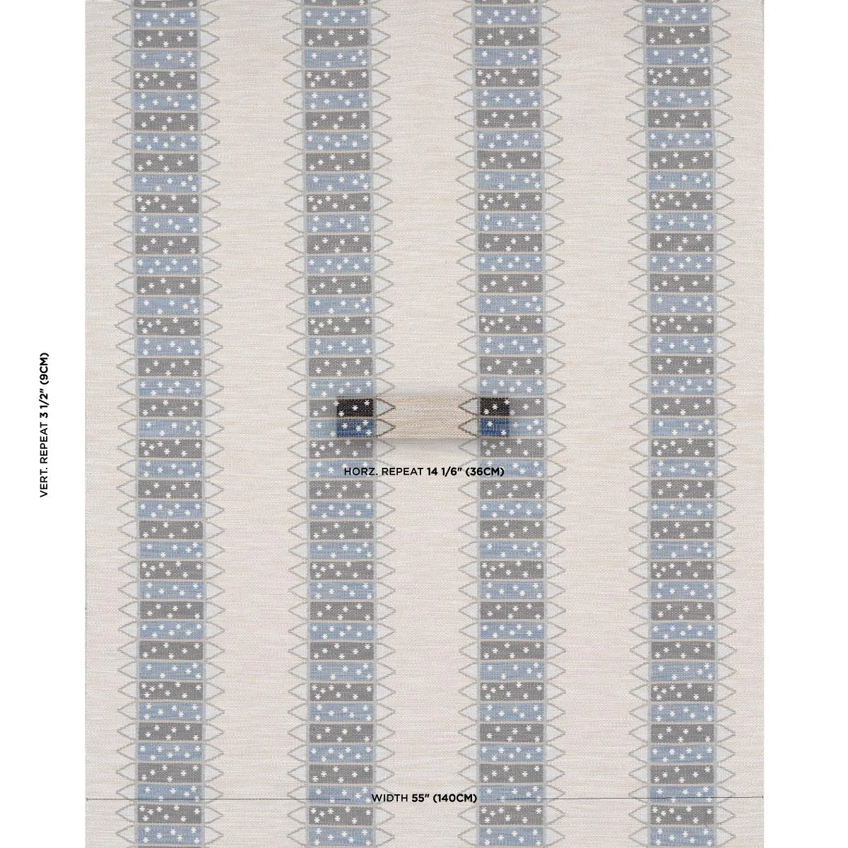 Schumacher 81982 Noor Kilim Stripe Indigo fabric swatch