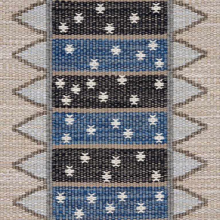 Schumacher 81982 Noor Kilim Stripe Indigo fabric swatch