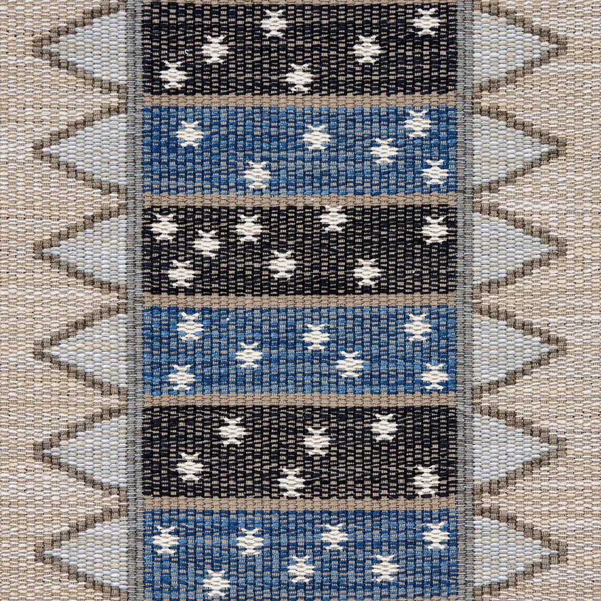 Schumacher 81982 Noor Kilim Stripe Indigo fabric swatch