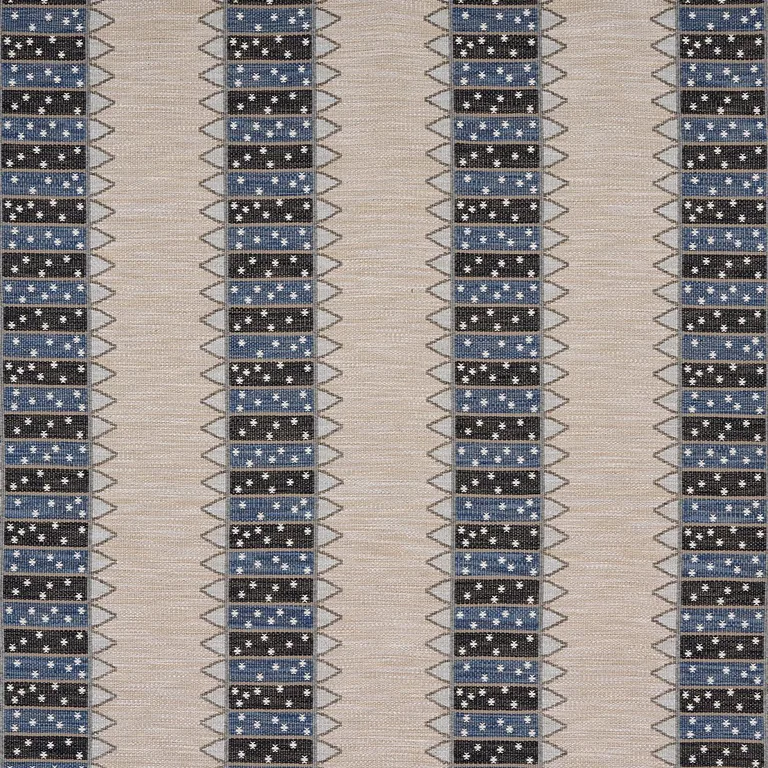 Schumacher 81982 Noor Kilim Stripe Indigo fabric swatch