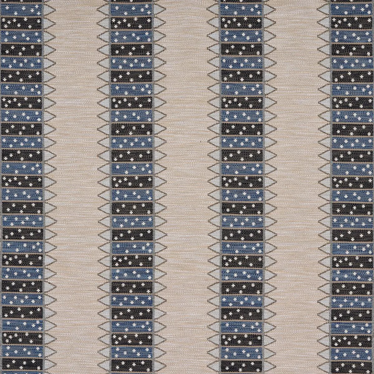 Schumacher 81982 Noor Kilim Stripe Indigo fabric swatch