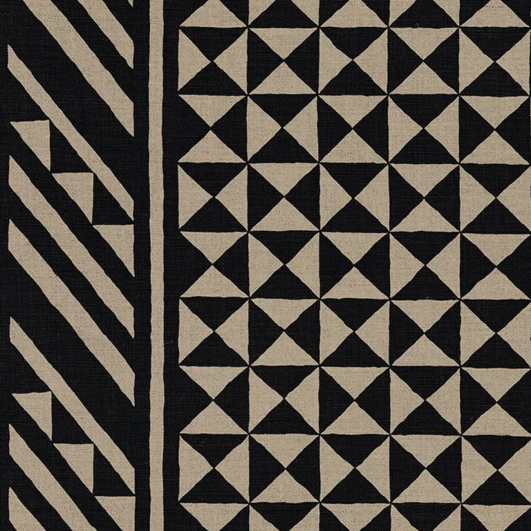 Schumacher 176300 Nuba Black On Natural fabric swatch