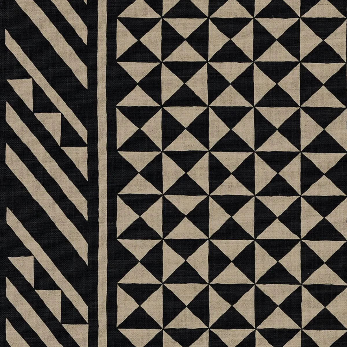 Schumacher 176300 Nuba Black On Natural fabric swatch