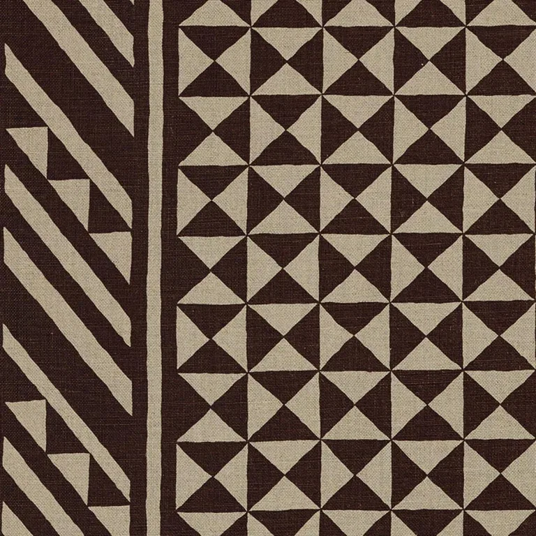 Schumacher 176301 Nuba Brown On Natural fabric swatch